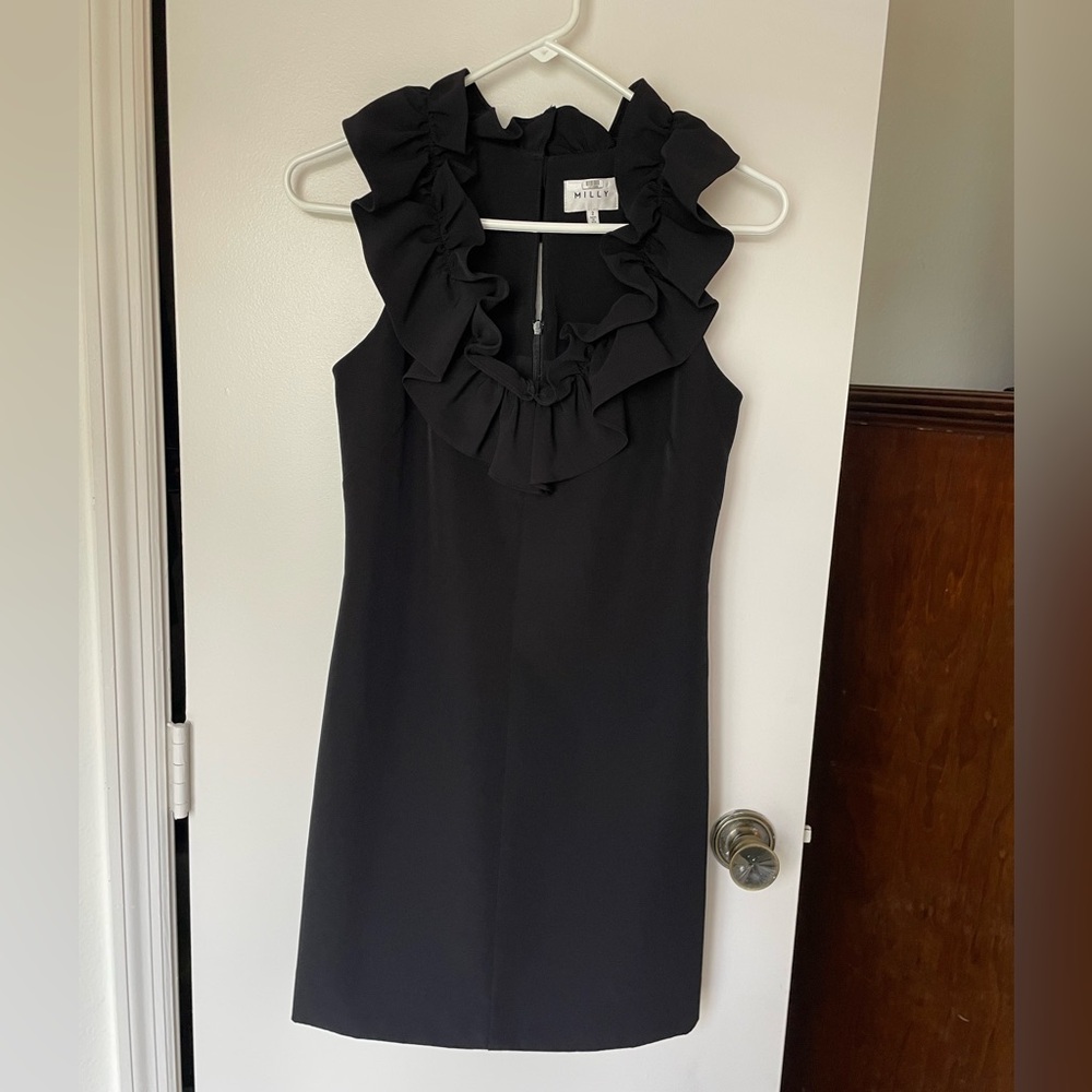Milly Sadie ruffle neck cocktail dress